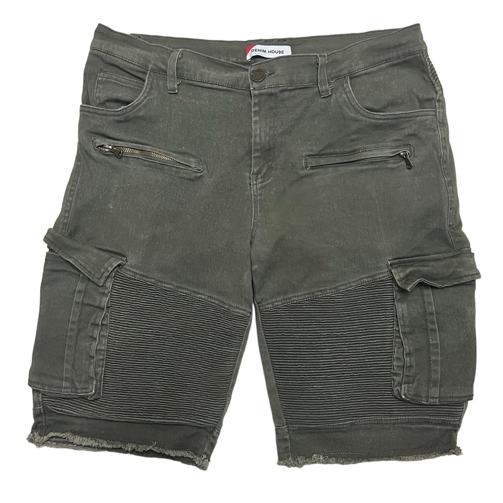 Denim House Men’s Green Flat Front Cargo Shorts Size 36